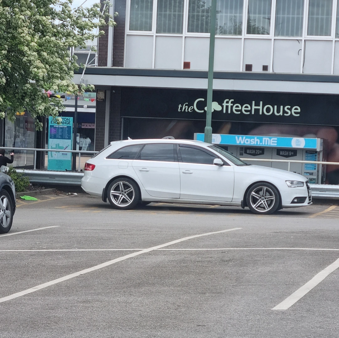 Double disabled bay sideways parking. Photo by Steve, Longton Exchange, Stoke on Trent