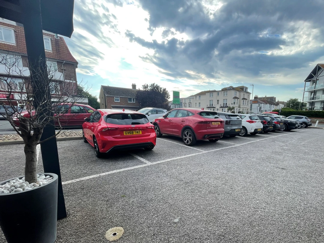 Double bay parking. Photo by Wilson, Waterfront Restaurant Hythe Kent