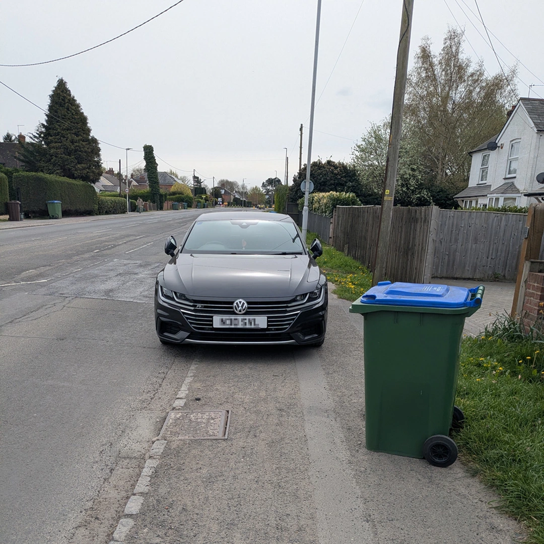 Full pavement parking and blocked entrance. Photo by Dave, Aylesbury